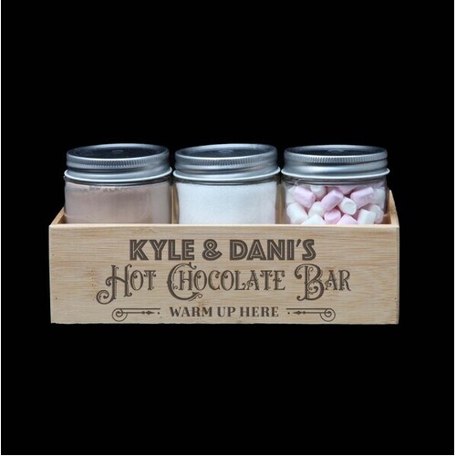 Personalised Hot Chocolate Bar With 3 Metal Lid Jars