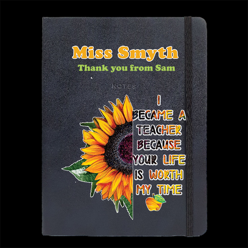 Personalised  Black Journal - Worth My Time Teacher