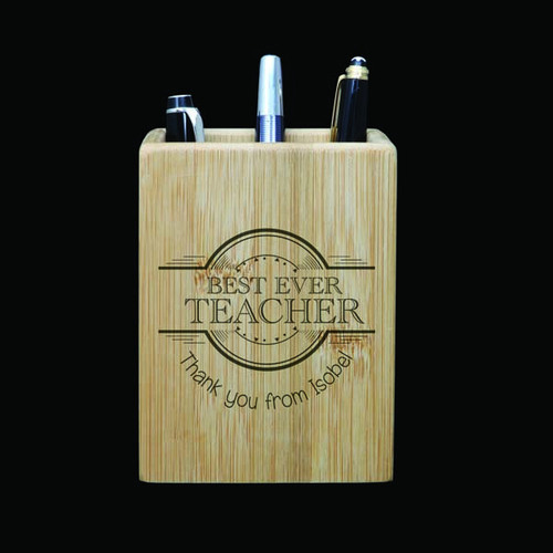 Personalised Bamboo Pen Holder - Best Ever Teacher