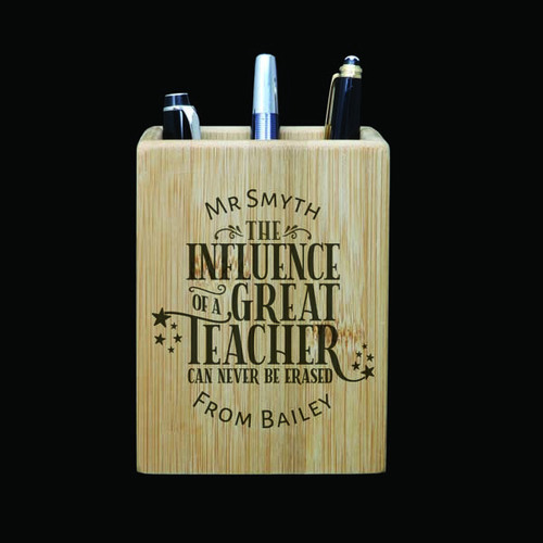 Personalised Bamboo Pen Holder - Great Teacher