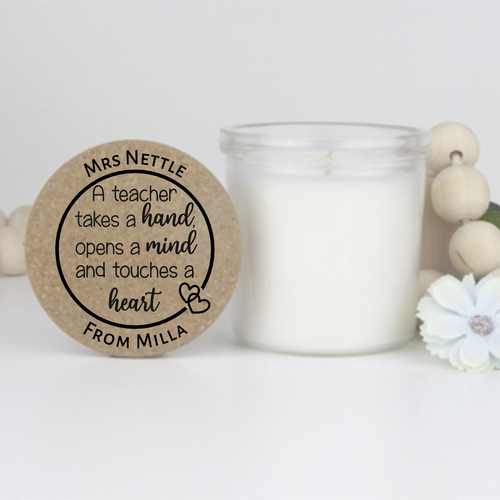 Personalised Candle - Teacher touches the Heart 