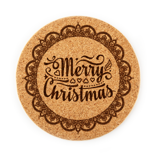 Mandala Merry Christmas Cork Coaster
