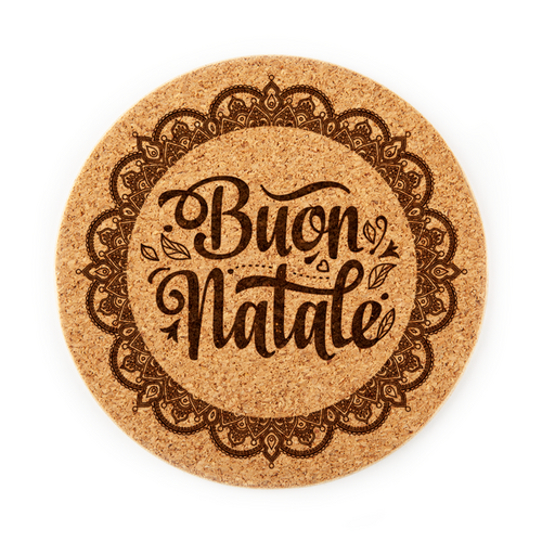 Mandala Merry Christmas Italian Cork Coaster