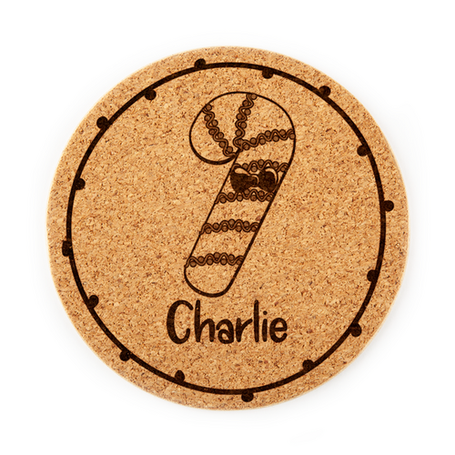 Personalised Gingerbread Christmas Candy Cane Coaster