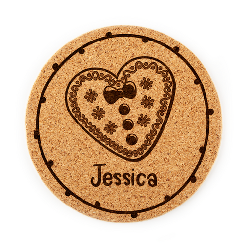 Personalised Gingerbread Heart Christmas Coaster
