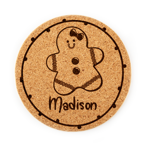 Personalised Gingerbread Girl Christmas Coaster