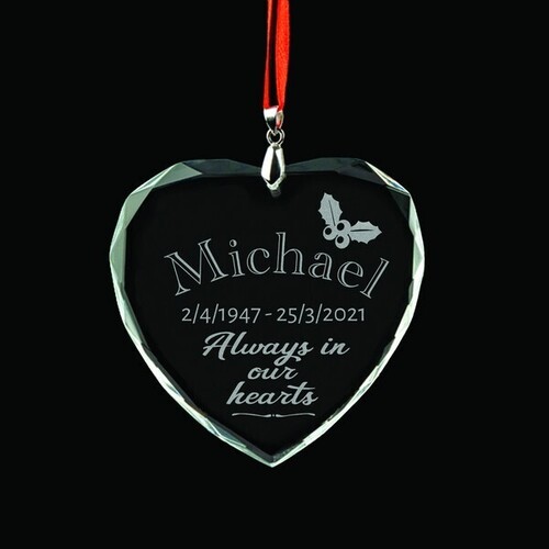 Always in our Hearts Personalised Crystal Ornament