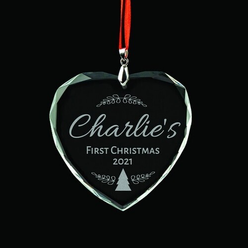 Baby's 1st Christmas Personalised Crystal Ornament - Tree