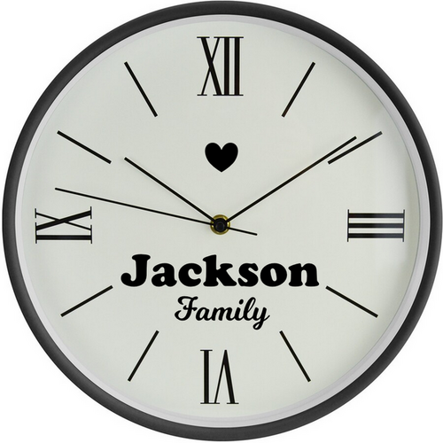 Personalised Roman Numeral Wall Clock - Family Heart Clock 