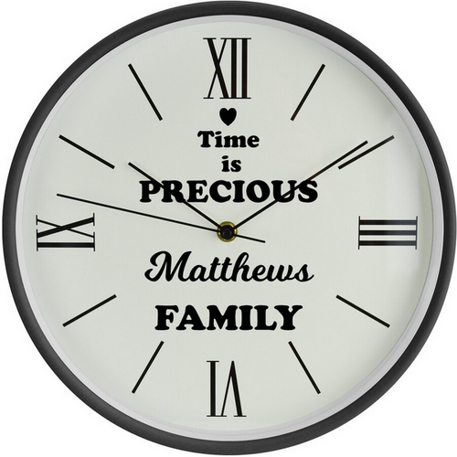 Personalised Roman Numeral Wall Clock - Time is Precious 