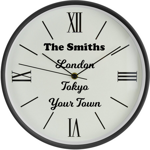 Personalised Roman Numeral Wall Clock - Family with World Cities