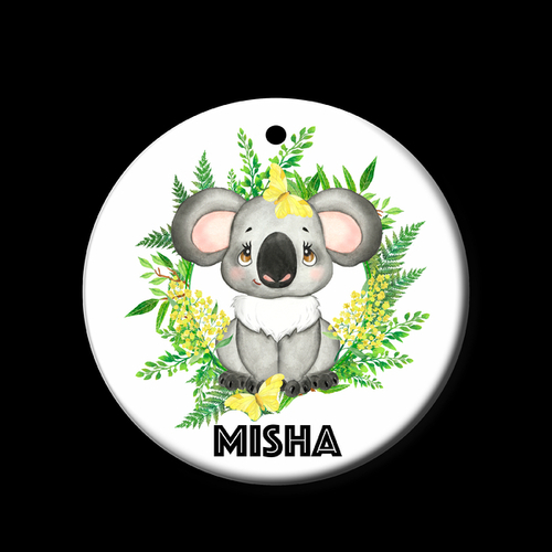 Personalised Ceramic Ornament- Koala & Butterfly Bush Baby 