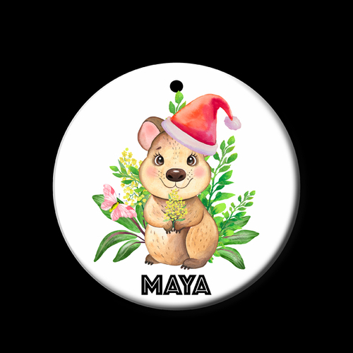 Personalised Ceramic Ornament- Quokka Christmas Bush Baby 