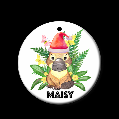 Personalised Ceramic Ornament- Platypus Christmas Bush Baby 