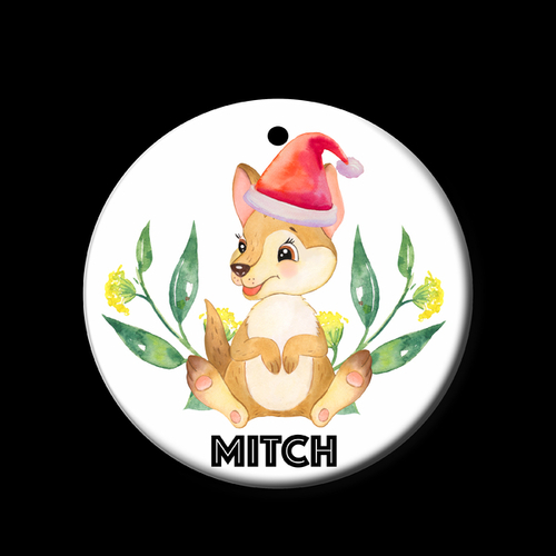 Personalised Ceramic Ornament- Kangaroo Christmas Bush Baby 