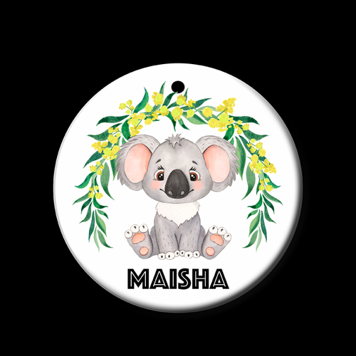 Personalised Ceramic Ornament- Koala  & Wattle Bush Baby 