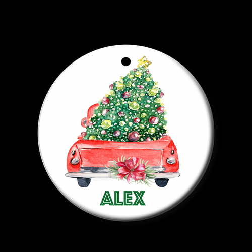 Personalised Ceramic Ornament- Red Pick-up Truck