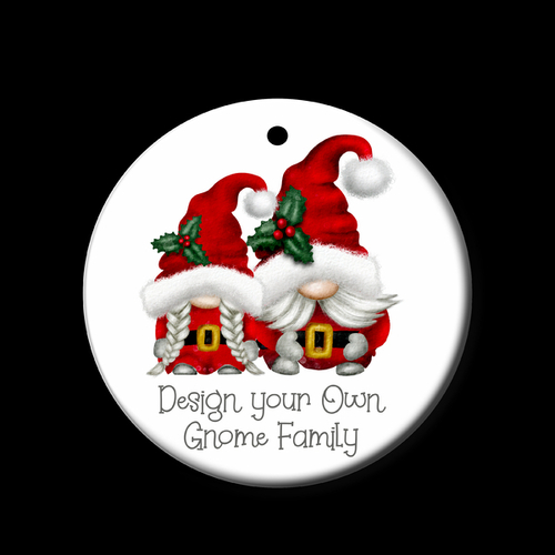 Personalised Ceramic Ornament- Christmas Gnome Family Design your own 