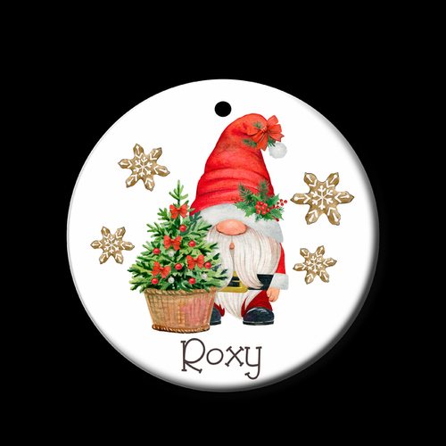 Personalised Ceramic Ornament- Christmas tree Gnome