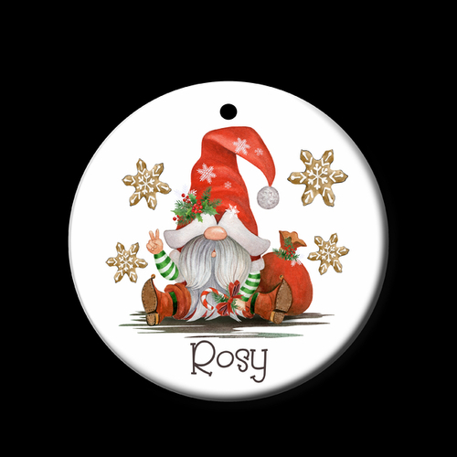 Personalised Ceramic Ornament- Gift Bag Gnome 
