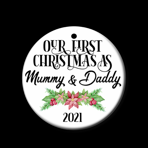 Personalised Ceramic Ornament- Mummy & Daddy 1st Christmas