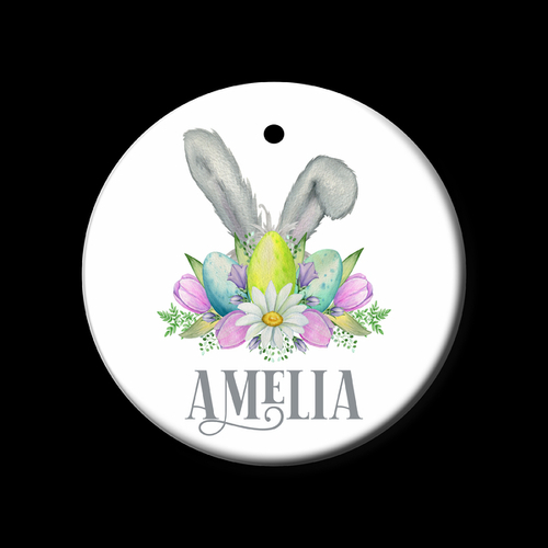 Personalised Ceramic Ornament- Easter Bunny Ears 