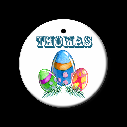 Personalised Ceramic Ornament- Easter Watercolour Eggs 