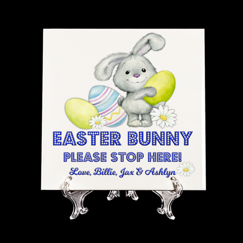 Ceramic Square Personalised D��cor Tiles  - Bunny Dot Font  