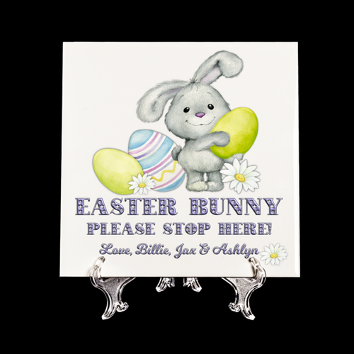 Ceramic Square Personalised D��cor Tiles  - Bunny Star Font  
