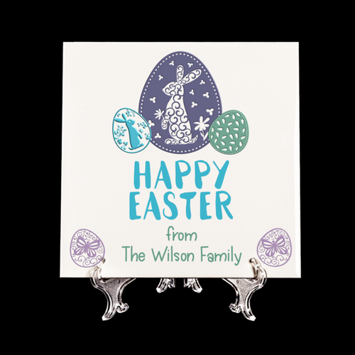 Ceramic Square Personalised D��cor Tiles  - Easter Eggs 