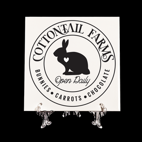 Ceramic Square Personalised D��cor Tiles  - Cottontail Farms Black