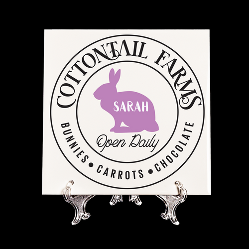 Ceramic Square Personalised D��cor Tiles  - Cottontail Farms Pink