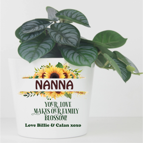 Personalised Flower Planter Pot - Sunflower, your love!