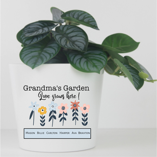 Personalised Flower Planter Pot - Love grows here.. Garden!
