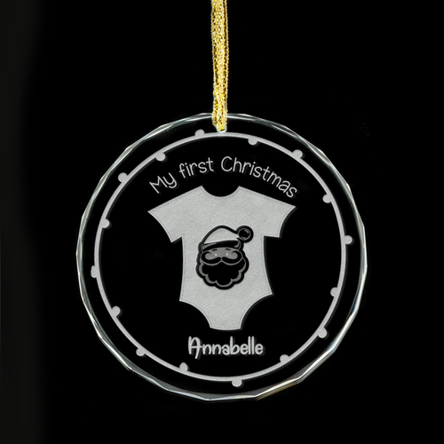 Baby's 1st Christmas Personalised Glass Ornament - Santa
