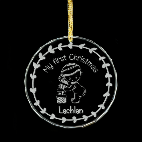 Baby's 1st Christmas Personalised Glass Ornament - Gifts