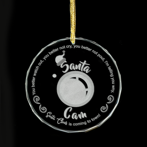 Santa Cam Round Glass Ornament