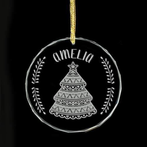 Scandinavian Christmas Tree Personalised Glass Ornament