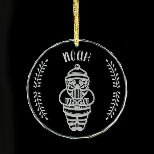 Scandinavian Christmas Santa Personalised Glass Ornament