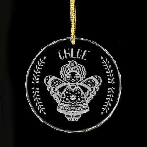 Scandinavian Christmas Angel Personalised Glass Ornament