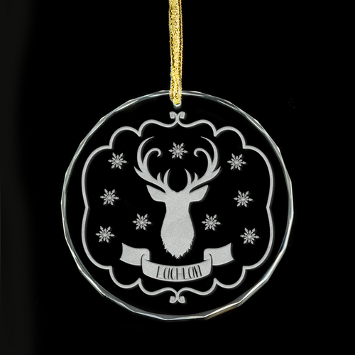 Reindeer Head Personalised Glass Ornament