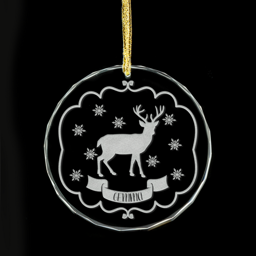 Reindeer Personalised Glass Ornament