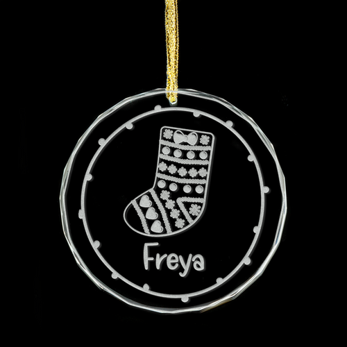 Gingerbread Stocking Personalised Glass Ornament