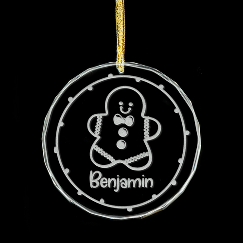 Gingerbread Boy Personalised Glass Ornament