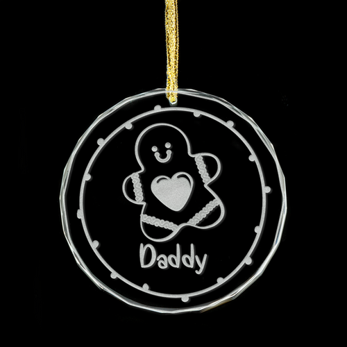 Gingerbread Daddy Personalised Glass Ornament