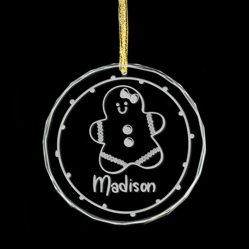 Gingerbread Girl Personalised Glass Ornament