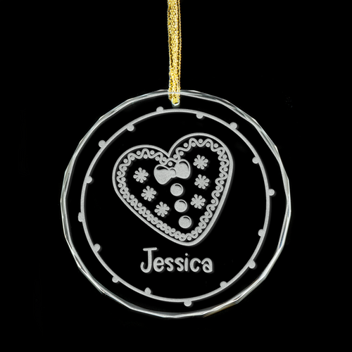Gingerbread Heart Personalised Glass Ornament