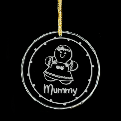 Gingerbread Mummy Personalised Glass Ornament