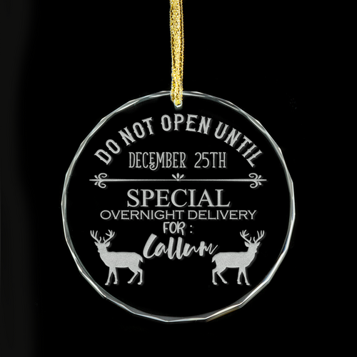 Do Not Open Until December 25th Personalised Glass Ornament - Reindeer