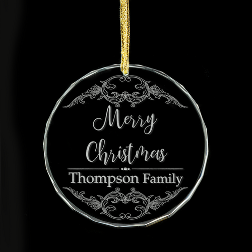 Merry Christmas Personalised Glass Ornament - Decorative